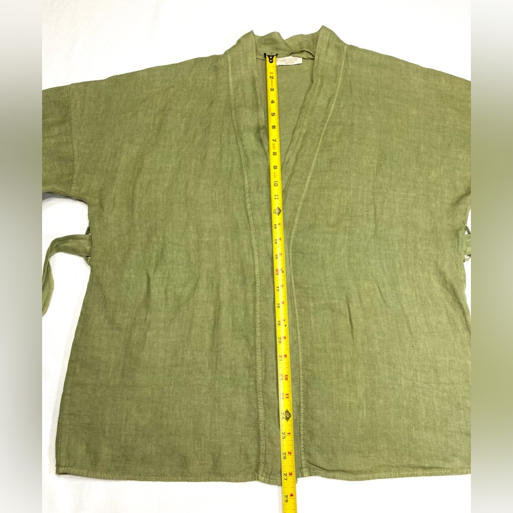 Linen Lightweight Jacket Kimono Belted Italy One Size - Picture 7 of 9